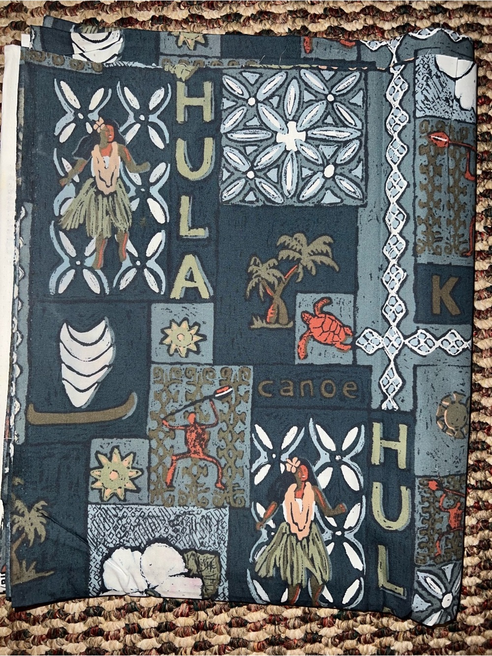 Hula Print Beach Scrap Fabric | Vintage | 3 yd x 44”